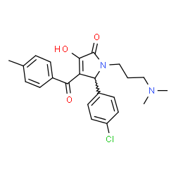 ChemSpider 2D Image | 5-(4-Chlorophenyl)-1-[3-(dimethylamino)propyl]-3-hydroxy-4-(4-methylbenzoyl)-1,5-dihydro-2H-pyrrol-2-one | C23H25ClN2O3