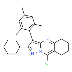 ChemSpider 2D Image | 9-Chloro-2-cyclohexyl-3-mesityl-5,6,7,8-tetrahydropyrazolo[5,1-b]quinazoline | C25H30ClN3