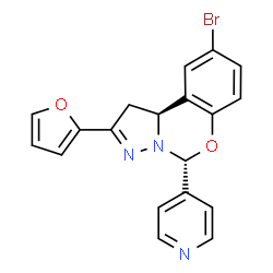 ChemSpider 2D Image | (5R,10bS)-9-Bromo-2-(2-furyl)-5-(4-pyridinyl)-1,10b-dihydropyrazolo[1,5-c][1,3]benzoxazine | C19H14BrN3O2