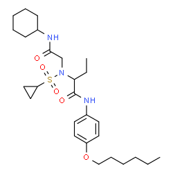 ChemSpider 2D Image | 2-{[2-(Cyclohexylamino)-2-oxoethyl](cyclopropylsulfonyl)amino}-N-[4-(hexyloxy)phenyl]butanamide | C27H43N3O5S