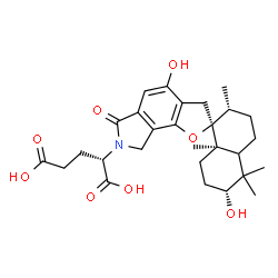 ChemSpider 2D Image | (2S)-2-[(2S,2'R,6'R,8a'R)-4,6'-Dihydroxy-2',5',5',8a'-tetramethyl-6-oxo-3',4',4a',5',6,6',7',8,8',8a'-decahydro-2'H-spiro[furo[2,3-e]isoindole-2,1'-naphthalen]-7(3H)-yl]pentanedioic acid | C28H37NO8