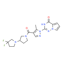 ChemSpider 2D Image | 2-{4-[(3,3-Difluoro-1,3'-bipyrrolidin-1'-yl)carbonyl]-5-methyl-1H-pyrazol-1-yl}pyrrolo[2,1-f][1,2,4]triazin-4(3H)-one | C19H21F2N7O2