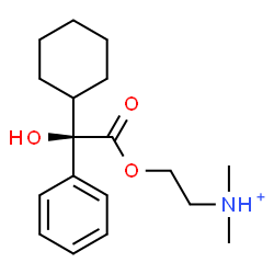 ChemSpider 2D Image | 2-{[(2R)-2-Cyclohexyl-2-hydroxy-2-phenylacetyl]oxy}-N,N-dimethylethanaminium | C18H28NO3