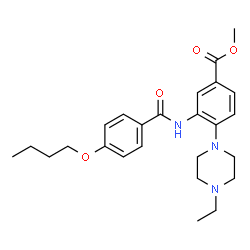 ChemSpider 2D Image | Methyl 3-[(4-butoxybenzoyl)amino]-4-(4-ethyl-1-piperazinyl)benzoate | C25H33N3O4