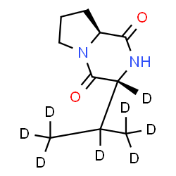 ChemSpider 2D Image | (3R,8aS)-3-[(~2~H_7_)-2-Propanyl](3-~2~H)hexahydropyrrolo[1,2-a]pyrazine-1,4-dione | C10H8D8N2O2