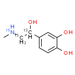 ChemSpider 2D Image | 4-{1-Hydroxy-2-[methyl(~15~N)amino](~13~C_2_)ethyl}-1,2-benzenediol | C713C2H1315NO3