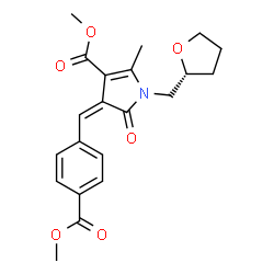 ChemSpider 2D Image | Methyl (4Z)-4-[4-(methoxycarbonyl)benzylidene]-2-methyl-5-oxo-1-[(2R)-tetrahydro-2-furanylmethyl]-4,5-dihydro-1H-pyrrole-3-carboxylate | C21H23NO6