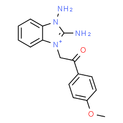 ChemSpider 2D Image | 1,2-Diamino-3-[2-(4-methoxyphenyl)-2-oxoethyl]-1H-benzimidazol-3-ium | C16H17N4O2