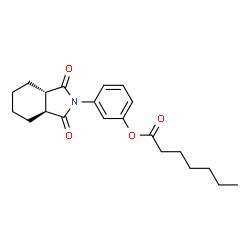 ChemSpider 2D Image | 3-[(3aS,7aS)-1,3-Dioxooctahydro-2H-isoindol-2-yl]phenyl heptanoate | C21H27NO4