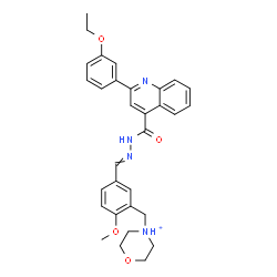 ChemSpider 2D Image | 4-{5-[({[2-(3-Ethoxyphenyl)-4-quinolinyl]carbonyl}hydrazono)methyl]-2-methoxybenzyl}morpholin-4-ium | C31H33N4O4