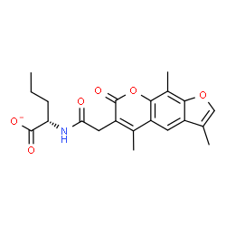 ChemSpider 2D Image | (2S)-2-{[(3,5,9-Trimethyl-7-oxo-7H-furo[3,2-g]chromen-6-yl)acetyl]amino}pentanoate | C21H22NO6