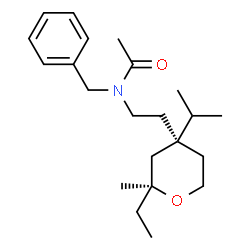 ChemSpider 2D Image | N-Benzyl-N-{2-[(2S,4S)-2-ethyl-4-isopropyl-2-methyltetrahydro-2H-pyran-4-yl]ethyl}acetamide | C22H35NO2