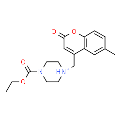 ChemSpider 2D Image | 4-(Ethoxycarbonyl)-1-[(6-methyl-2-oxo-2H-chromen-4-yl)methyl]piperazin-1-ium | C18H23N2O4