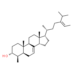 ChemSpider 2D Image | (3alpha,4beta,5alpha,14beta,17alpha,24Z)-4-Methylstigmasta-7,24(28)-dien-3-ol | C30H50O