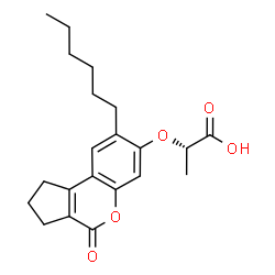 ChemSpider 2D Image | (2S)-2-[(8-Hexyl-4-oxo-1,2,3,4-tetrahydrocyclopenta[c]chromen-7-yl)oxy]propanoic acid | C21H26O5