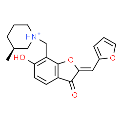 ChemSpider 2D Image | (3S)-1-{[(2Z)-2-(2-Furylmethylene)-6-hydroxy-3-oxo-2,3-dihydro-1-benzofuran-7-yl]methyl}-3-methylpiperidinium | C20H22NO4