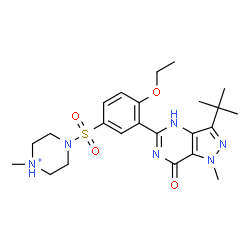 ChemSpider 2D Image | 4-({4-Ethoxy-3-[1-methyl-3-(2-methyl-2-propanyl)-7-oxo-4,7-dihydro-1H-pyrazolo[4,3-d]pyrimidin-5-yl]phenyl}sulfonyl)-1-methylpiperazin-1-ium | C23H33N6O4S