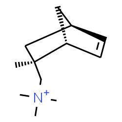 ChemSpider 2D Image | N,N,N-Trimethyl[(1R,2S,4R)-2-methylbicyclo[2.2.1]hept-5-en-2-yl]methanaminium | C12H22N
