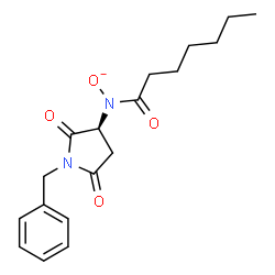 ChemSpider 2D Image | {[(3S)-1-Benzyl-2,5-dioxo-3-pyrrolidinyl](heptanoyl)amino}oxidanide | C18H23N2O4