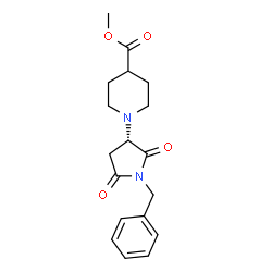 ChemSpider 2D Image | Methyl 1-[(3S)-1-benzyl-2,5-dioxo-3-pyrrolidinyl]-4-piperidinecarboxylate | C18H22N2O4