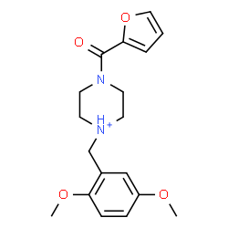 ChemSpider 2D Image | 1-(2,5-Dimethoxybenzyl)-4-(2-furoyl)piperazin-1-ium | C18H23N2O4