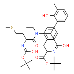 ChemSpider 2D Image | 2-Methyl-2-propanyl N-{[ethyl(N-{[(2-methyl-2-propanyl)oxy]carbonyl}methionyl)amino](2-hydroxy-3-methylphenyl)acetyl}phenylalaninate | C34H49N3O7S