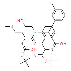 ChemSpider 2D Image | 2-Methyl-2-propanyl N-{[(2-hydroxyethyl)(N-{[(2-methyl-2-propanyl)oxy]carbonyl}methionyl)amino](3-methylphenyl)acetyl}phenylalaninate | C34H49N3O7S