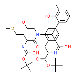 ChemSpider 2D Image | 2-Methyl-2-propanyl N-{[(2-hydroxyethyl)(N-{[(2-methyl-2-propanyl)oxy]carbonyl}methionyl)amino](2-hydroxy-3-methylphenyl)acetyl}phenylalaninate | C34H49N3O8S