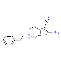 ChemSpider 2D Image | 2-Amino-3-cyano-6-(2-phenylethyl)-4,5,6,7-tetrahydrothieno[2,3-c]pyridin-6-ium | C16H18N3S