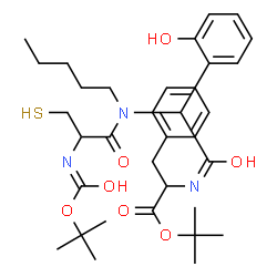 ChemSpider 2D Image | 2-Methyl-2-propanyl N-{(2-hydroxyphenyl)[(N-{[(2-methyl-2-propanyl)oxy]carbonyl}cysteinyl)(pentyl)amino]acetyl}phenylalaninate | C34H49N3O7S