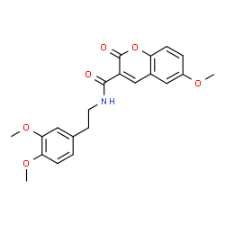 ChemSpider 2D Image | N-[2-(3,4-Dimethoxyphenyl)ethyl]-6-methoxy-2-oxo-2H-chromene-3-carboxamide | C21H21NO6