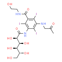 ChemSpider 2D Image | N-(3-(Acetylmethylamino)-5-(((2-hydroxyethyl)amino)carbonyl)-2,4,6-triiodophenyl)-D-gluconamide | C18H24I3N3O9