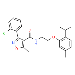 ChemSpider 2D Image | 3-(2-Chlorophenyl)-N-[2-(2-isopropyl-5-methylphenoxy)ethyl]-5-methyl-1,2-oxazole-4-carboxamide | C23H25ClN2O3