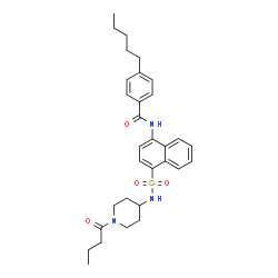 ChemSpider 2D Image | N-{4-[(1-Butyryl-4-piperidinyl)sulfamoyl]-1-naphthyl}-4-pentylbenzamide | C31H39N3O4S