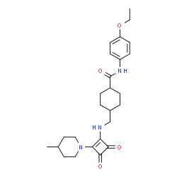 ChemSpider 2D Image | N-(4-Ethoxyphenyl)-4-({[2-(4-methyl-1-piperidinyl)-3,4-dioxo-1-cyclobuten-1-yl]amino}methyl)cyclohexanecarboxamide | C26H35N3O4