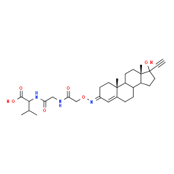 ChemSpider 2D Image | N-[({(E)-[(3E,8xi,9xi,14xi,17xi)-17-Hydroxypregn-4-en-20-yn-3-ylidene]amino}oxy)acetyl]glycylvaline | C30H43N3O6