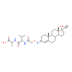 ChemSpider 2D Image | N-[({(E)-[(3E,8xi,9xi,14xi)-17-Hydroxypregn-4-en-20-yn-3-ylidene]amino}oxy)acetyl]valylalanine | C31H45N3O6