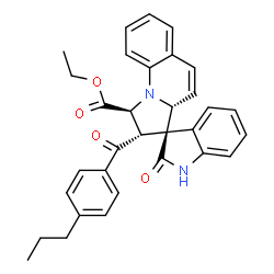 ChemSpider 2D Image | Ethyl (1'S,2'S,3R,3a'R)-2-oxo-2'-(4-propylbenzoyl)-1,1',2,2'-tetrahydro-3a'H-spiro[indole-3,3'-pyrrolo[1,2-a]quinoline]-1'-carboxylate | C32H30N2O4