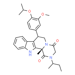 ChemSpider 2D Image | (12bS)-2-sec-Butyl-7-(4-isopropoxy-3-methoxyphenyl)-12b-methyl-2,3,6,7,12,12b-hexahydropyrazino[1',2':1,2]pyrido[3,4-b]indole-1,4-dione | C29H35N3O4