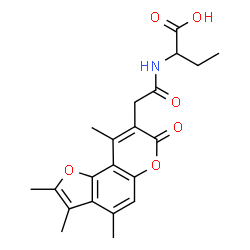 ChemSpider 2D Image | 2-{[(2,3,4,9-Tetramethyl-7-oxo-7H-furo[2,3-f]chromen-8-yl)acetyl]amino}butanoic acid | C21H23NO6