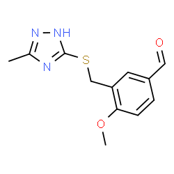 ChemSpider 2D Image | 4-Methoxy-3-[[(3-methyl-1H-1,2,4-triazol-5-yl)thio]methyl]benzaldehyde | C12H13N3O2S