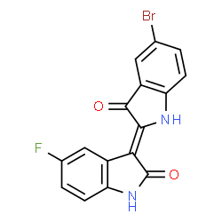ChemSpider 2D Image | (3Z)-3-(5-Bromo-3-oxo-1,3-dihydro-2H-indol-2-ylidene)-5-fluoro-1,3-dihydro-2H-indol-2-one | C16H8BrFN2O2