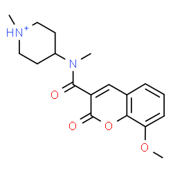 ChemSpider 2D Image | 4-{[(8-Methoxy-2-oxo-2H-chromen-3-yl)carbonyl](methyl)amino}-1-methylpiperidinium | C18H23N2O4