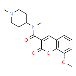 ChemSpider 2D Image | 8-Methoxy-N-methyl-N-(1-methyl-4-piperidinyl)-2-oxo-2H-chromene-3-carboxamide | C18H22N2O4