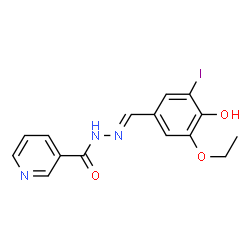 ChemSpider 2D Image | N'-[(E)-(3-Ethoxy-4-hydroxy-5-iodophenyl)methylene]nicotinohydrazide | C15H14IN3O3