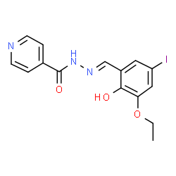 ChemSpider 2D Image | N'-[(E)-(3-Ethoxy-2-hydroxy-5-iodophenyl)methylene]isonicotinohydrazide | C15H14IN3O3