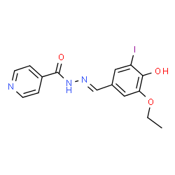 ChemSpider 2D Image | N'-[(E)-(3-Ethoxy-4-hydroxy-5-iodophenyl)methylene]isonicotinohydrazide | C15H14IN3O3