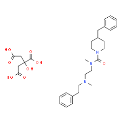 ChemSpider 2D Image | 4-Benzyl-N-methyl-N-{2-[methyl(2-phenylethyl)amino]ethyl}-1-piperidinecarboxamide 2-hydroxy-1,2,3-propanetricarboxylate (1:1) | C31H43N3O8