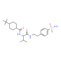 ChemSpider 2D Image | N-(3-Methyl-1-oxo-1-{[2-(4-sulfamoylphenyl)ethyl]amino}-2-butanyl)-4-(2-methyl-2-propanyl)cyclohexanecarboxamide | C24H39N3O4S