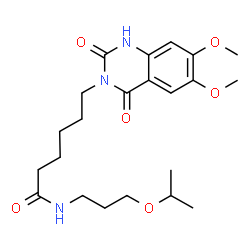 ChemSpider 2D Image | 6-(6,7-Dimethoxy-2,4-dioxo-1,4-dihydro-3(2H)-quinazolinyl)-N-(3-isopropoxypropyl)hexanamide | C22H33N3O6